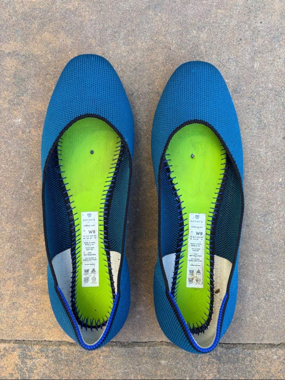 Rothy's Retired Round Toe Electric Blue Knit Slip-On Flats - Picture 10 of 16